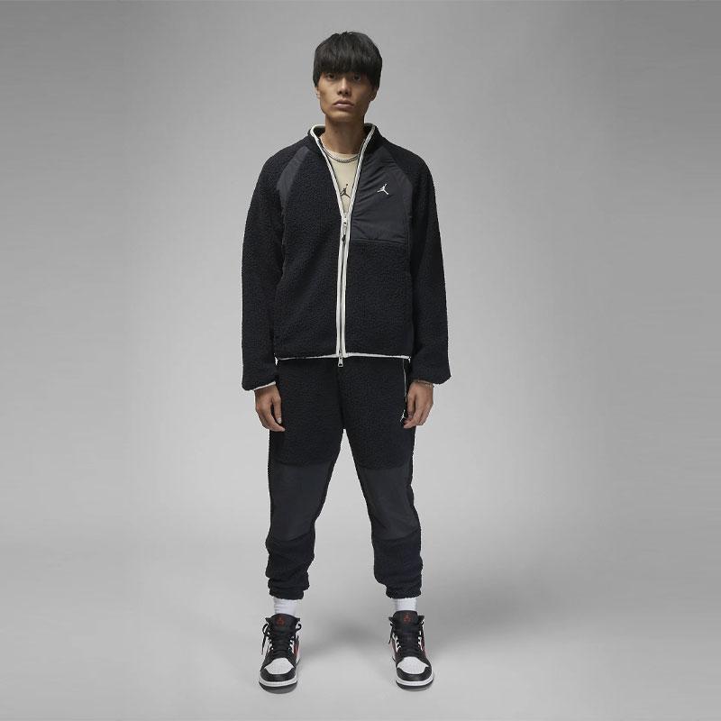 Jordan Essentials Embroidered Logo Fleece Jacket Men Outerwear Black DV1584-010