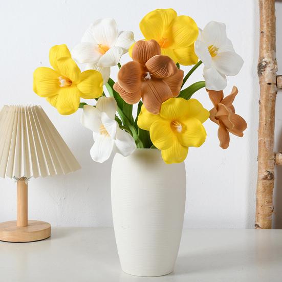 17.3" Artificial Blooming Tulip Flower Real Touch PU Fake Tulip Bouquet with Long Stem for DIY Indoor Home Wedding Office