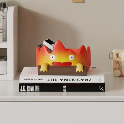 Calcifer Fire Desktop Decoration Creative Home Living Room Porch Key Storage Tray Cartoon Snack Organizer Table Ornaments