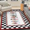 Nutcracker Soldiers Carpet Mat Rug Black White Stripe Gold Trim Vertical Arrangement Festive Home Decoration for Living Room