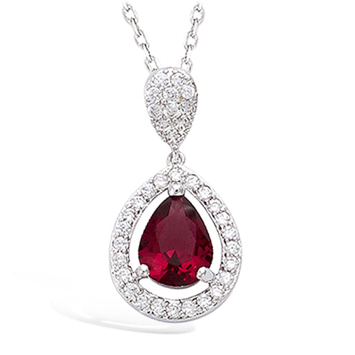 

Les Trésors De Lily [N5360] - Серебряный кулон Сисси серебристо-белый рубин (родированное покрытие) - 25x13 мм