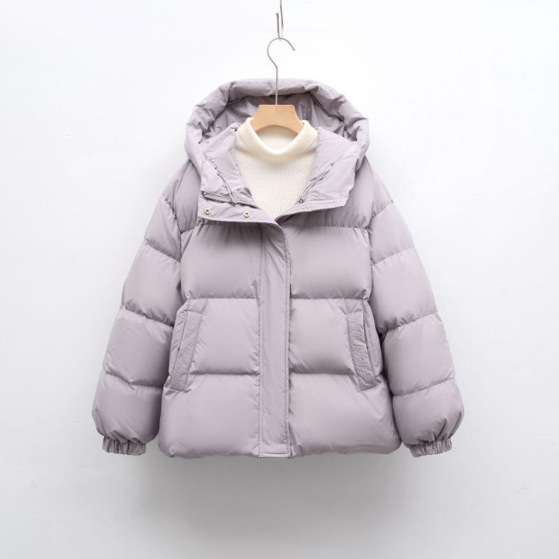 Down Jacket Loose White Duck Down Solid Color Simple Hooded Women's New Winter Warm Thickened Coat Tide