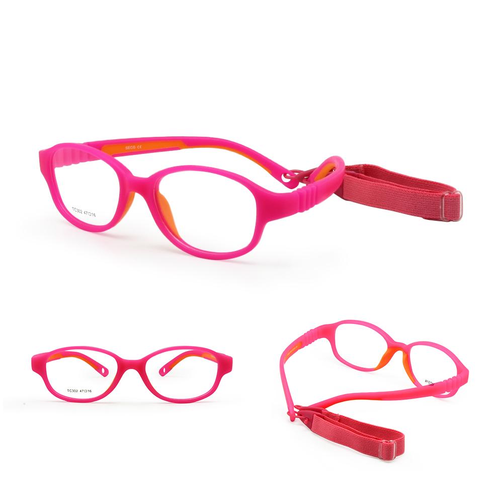Children Optical Glasses Frame Size 47/16 with Strap No Screw One-piece Kid's Flexible Frame Band Cord Retainer
