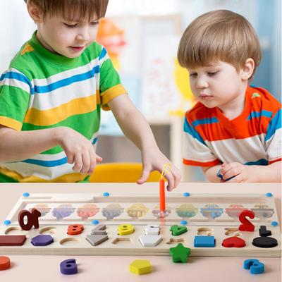 Holzform Digitales Labyrinth Farbklassifizierung Logarithmisches Brett/Kinderpuzzle Passende kognitive Tischspiel-Lehrspielzeug