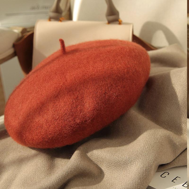 New hat autumn and winter trend women's beret monochrome high-quality warm painter hat spot