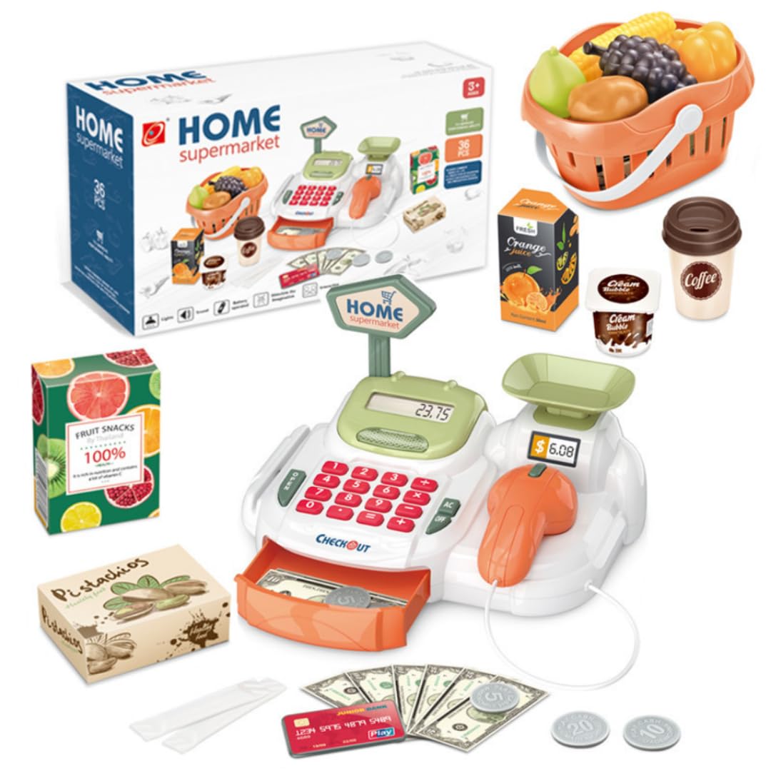 

TRESTREE Cash Register Toy, Refrigerator-Style Cashless Payment Compatible, Latest Educational Toy (Green) 6+