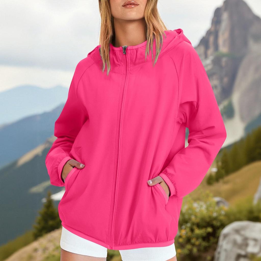Women's Rain Jacket, Soft and Lightweight Full Zipper Sweatshirt Jacket