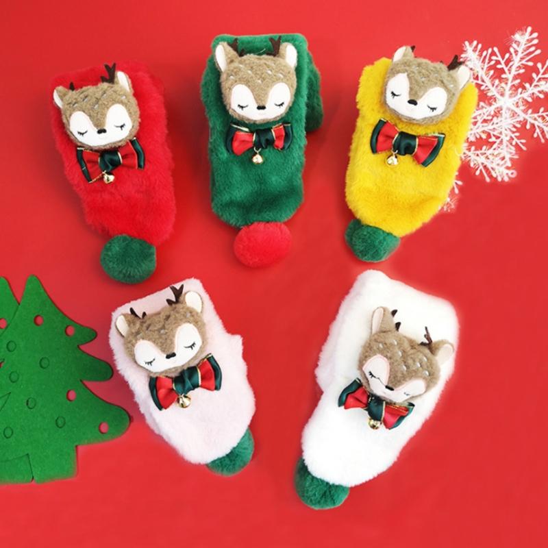 Thicken Faux Fur Plush Christmas ScarfCross Collar Scarf Wrap Winter Neck Warmers For Women Winter Warm Scarf