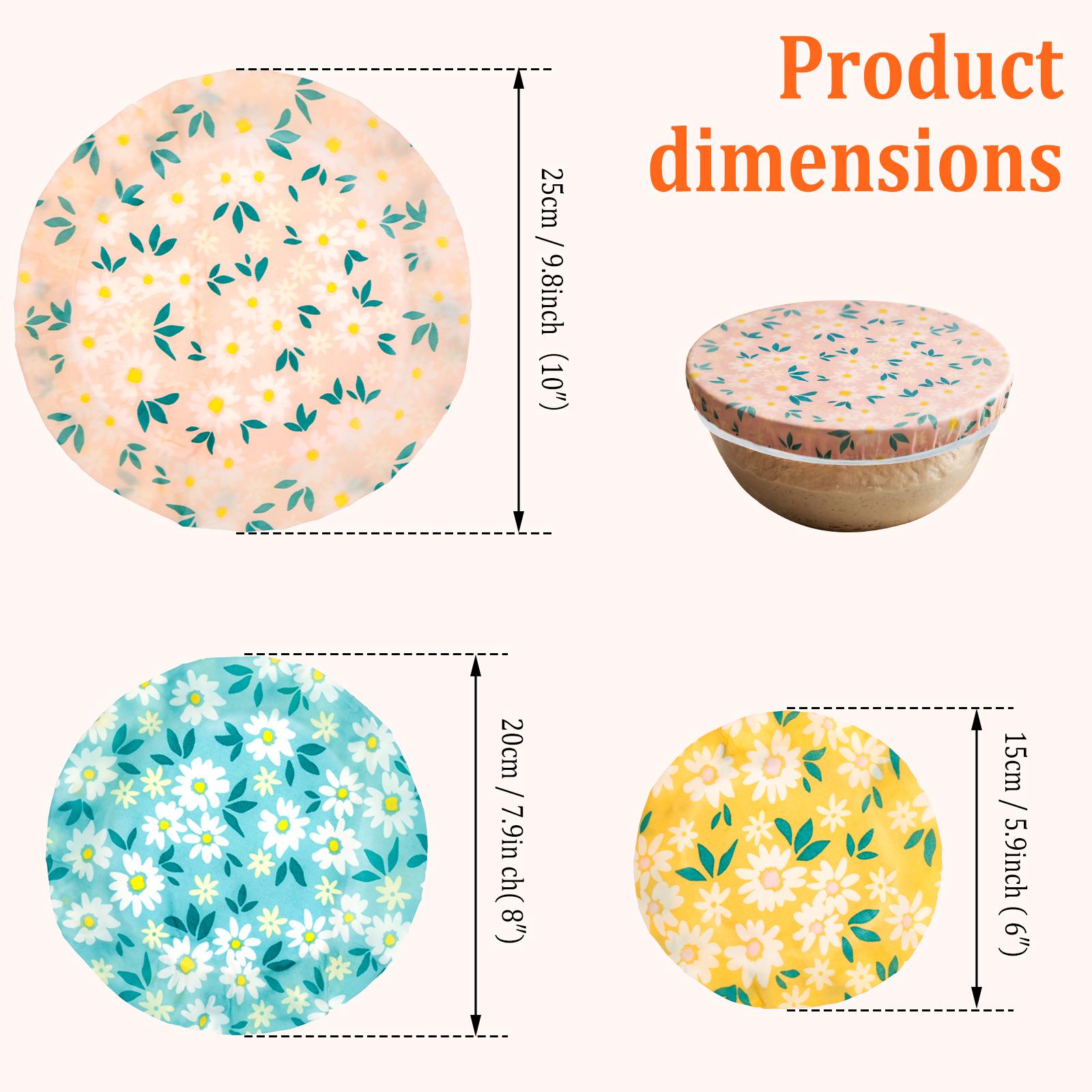 

3Pcs Beeswax Bowl Cover Reusable Cotton Bowl Cap with Elastic Rim Breathable Micro Seal Sourdough Cover for Kitchen Food Storage