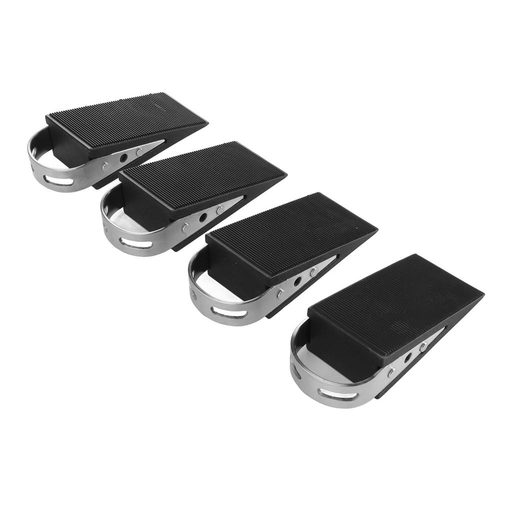4PCS Door Stoppers for Bottom of Door Rubber Stainless Steel Anti Slip Heavy Duty Door Stop Holder for Home Dorm Office