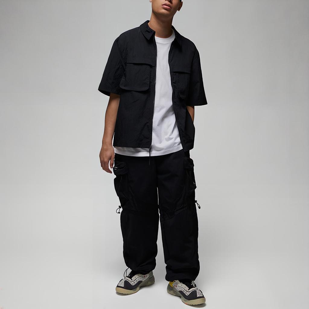 Jordan Solid Color 3D Pocket Zip-Up Short Sleeve Shirt Men Tops Black DX9650-010