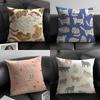 Cute Cat Cushion Cover Natural Linen Organic Fabric DoubleSided Printing Sofa Home Decor Gift Pillow Case