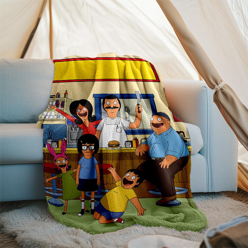 Bob's Burgers Theme Printed Blanket - Perfect for Couch, Bed, Travel & Outdoor Use | Machine Washable, Cozy & Durable.