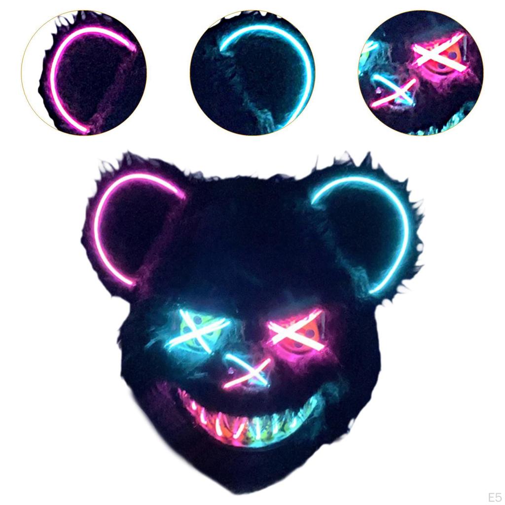 Halloween Grusiger Bär Maske Lustig LED für Osterparty Karneval blau gelb