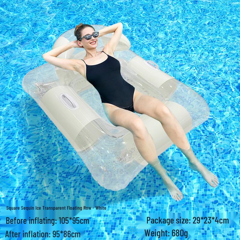 Tumbona Flotante Inflable Plegable Transfronteriza con Respaldo y Malla