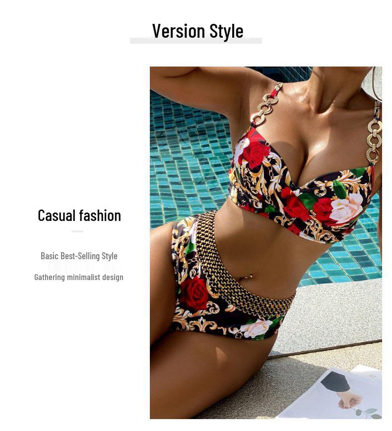European & American Two-Piece Print Beach Vacation Swimsuit for Women