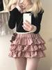 Bow Mini Skirt for Women Kawaii Cute Ruffle Cake Skirt Shorts Girls Harajuku Japanese Style Clothing