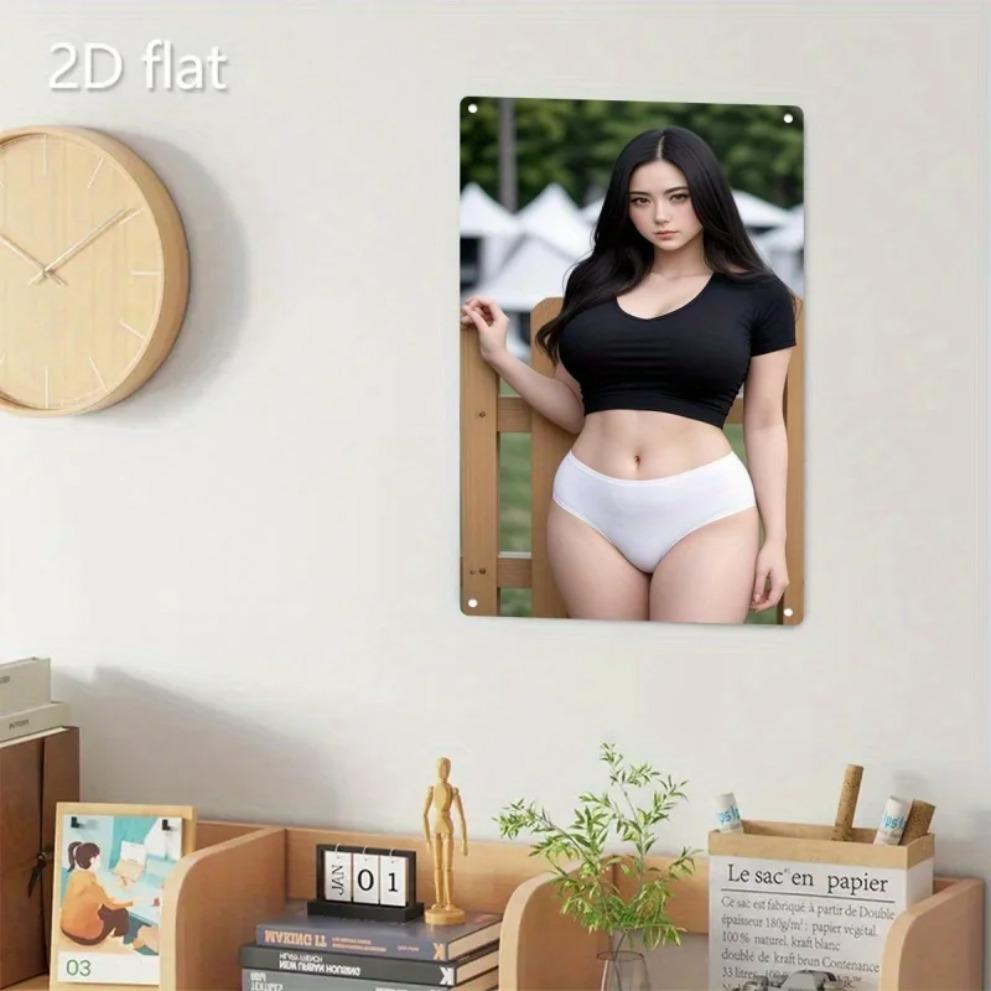 Kovový nápis - Minimalistický ženský portrét Vintage nástěnné umění pro domácí dekoraci Kavárna Bar