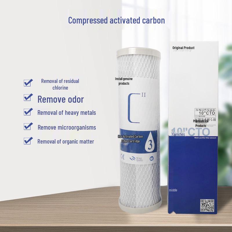 10-inch CTO Activated Carbon Filter Cartridge for Home Water Purifier, Third Stage Filtration Universal Accessory
