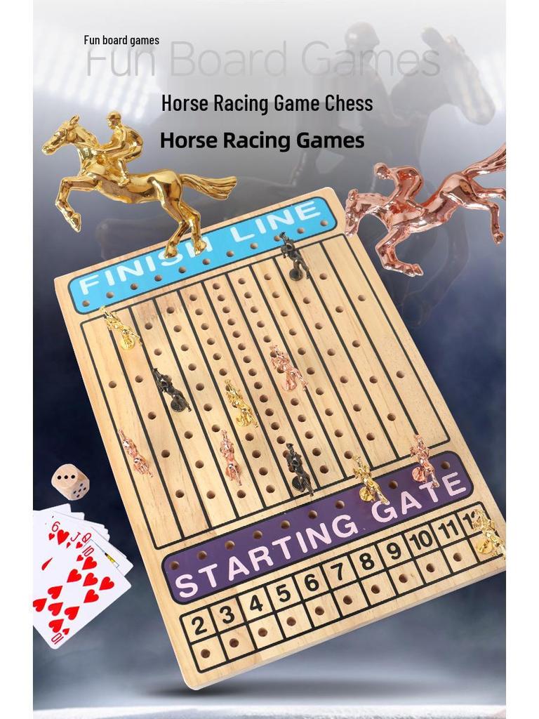 Solid Wood Horse Racing Board Game for Kids – Educational Wooden Toy