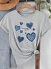 Women Cowboy Heart Print TShirt for Valentines Day Gifts Fashion Crew Neck Short Sleeve TShirt Casual Womens Clothing