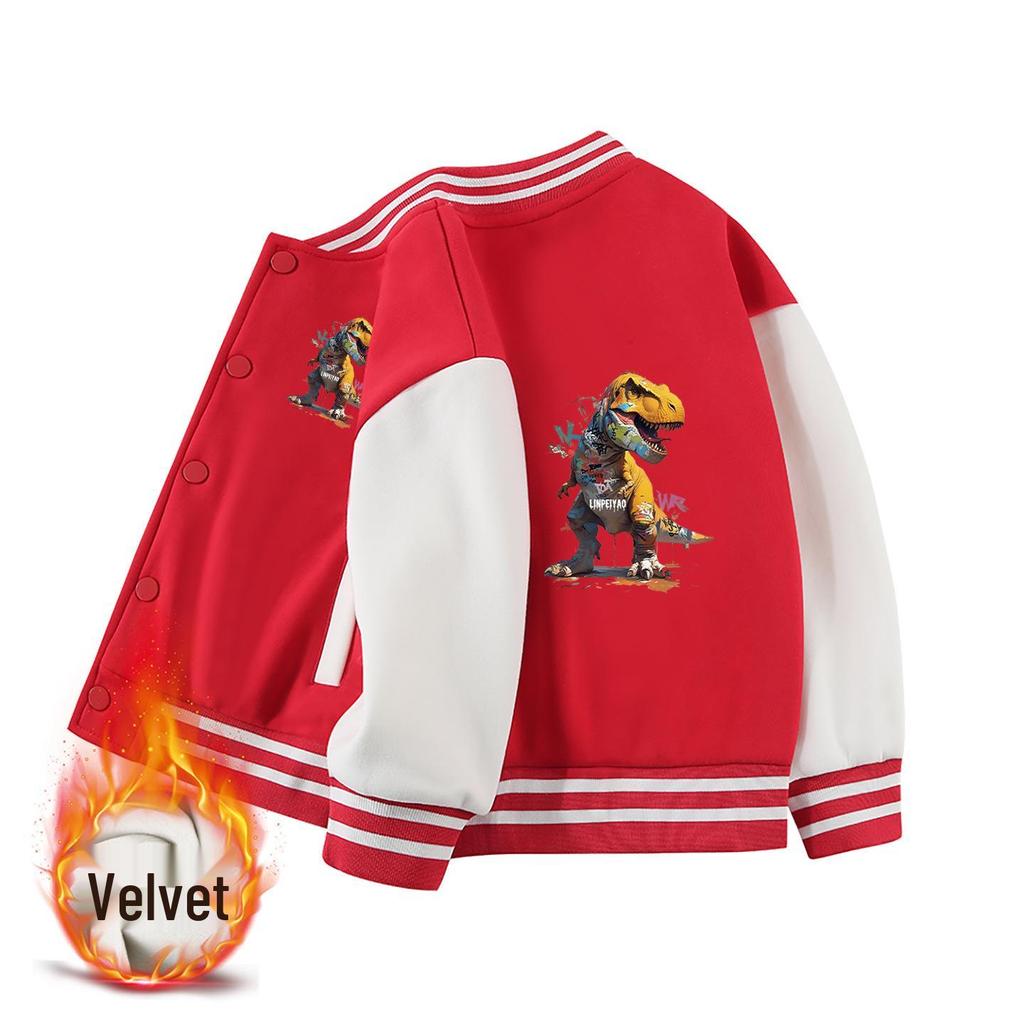 Herbst & Winter Jungen Baseballjacke mit Fleecefutter - Warm, Trendy, Verdickte Oberbekleidung für Kindergarten und Coole Schuluniformen