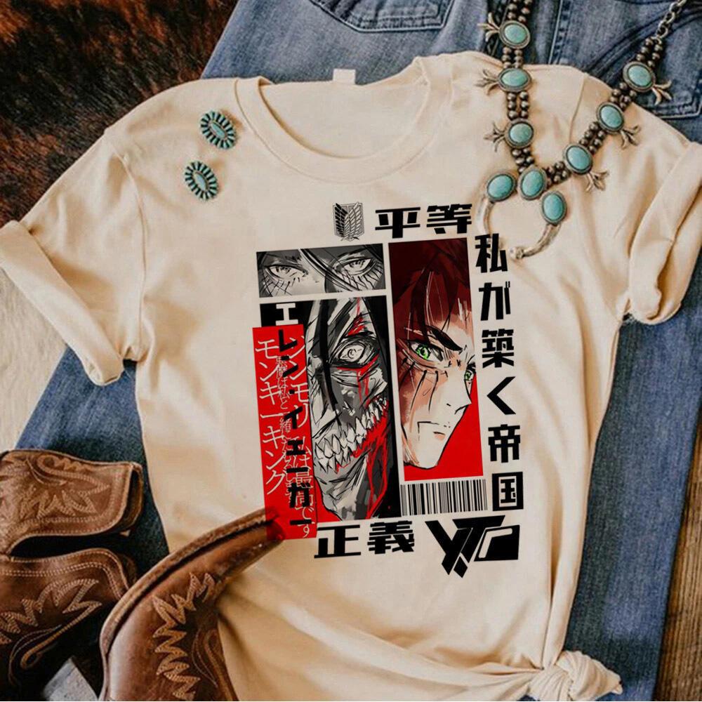 Shingeki No Kyojin Top Tees Women 80s Grunge Retro Pastel T Shirt Breathable Colorful Classic 80s Graphic Anime