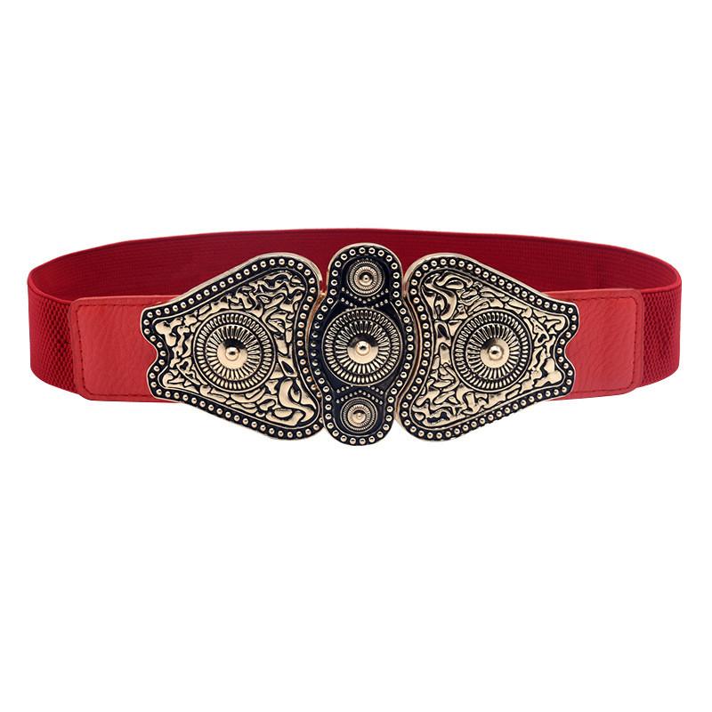 

Fashion Pu Leather Wide Waist Belt For Dresses And Coats With Hook Closure For Stylish Outfits красный