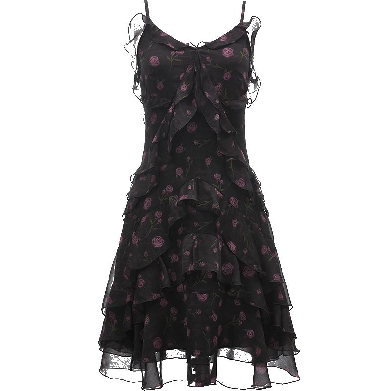 

VEROMODA 2025 Summer Ruffle Floral Spaghetti Strap Dress L