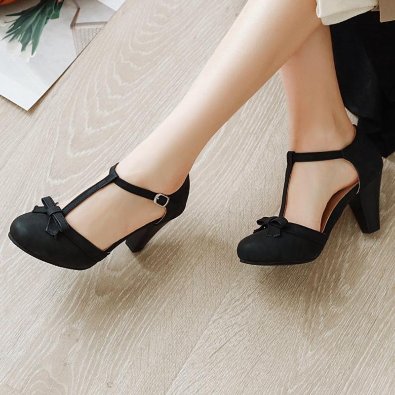 Elegant Women's Pumps Lolita D'Orsay Summer Shoes Fashion Strap Black Grey High Heels Classic Party Office Shoes Women Comfort