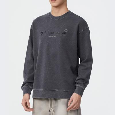 380G Autumn American Retro Crew Neck Sweater Men'S Loose Large Size Youth Long-Sleeved Clothes Trendy Top Clothes