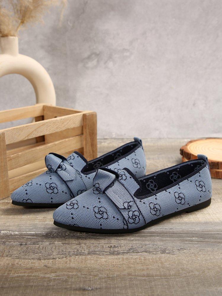 New Pointed Toe Flat Bottom Single Shoes Spring Autumn Woman  Loafers Bowknot Mesh Casual Shoe Walking Ladies Light Soft Sole