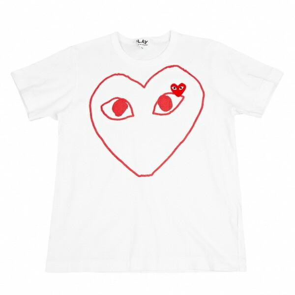 Play Comme Des Garcons Heart Print Patch T-Shirt White L Women Unisex T-Shirt