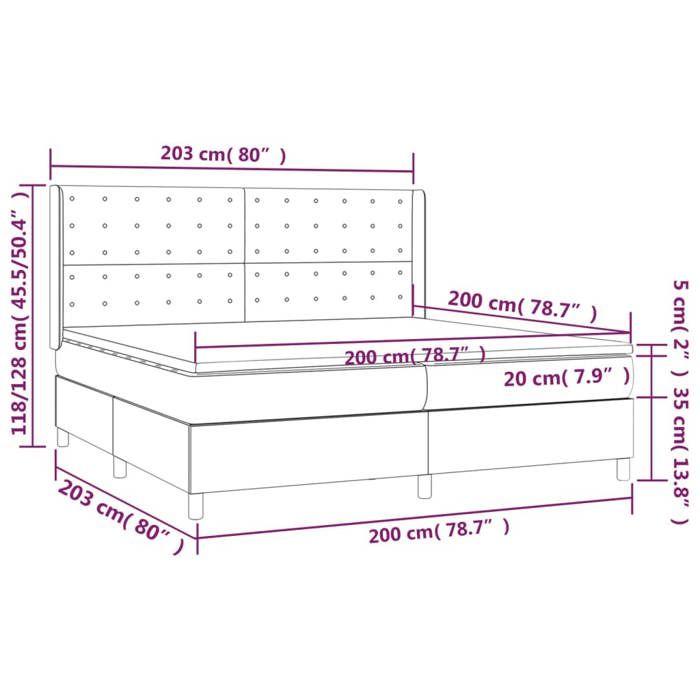 VidaXL Sommier à Lattes de Lit avec Matelas et LED, Lit Rembourré avec Tête de Lit, Lit Double, Lit Adulte de Chambre, 3138665