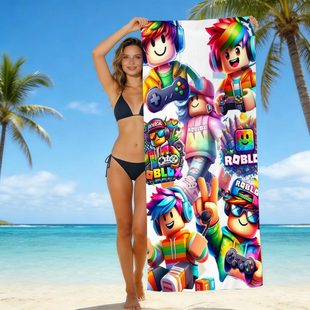 Roblox Roblox Game Beach Towel European And American Microfiber Bath Towel Beach Children Adult Towel