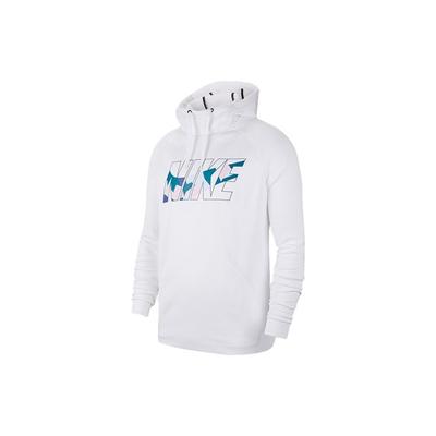 Nike Bluza sportowa z kapturem ze sznurkiem, ocieplana polarem, z nadrukiem logo, męska, biała CK0914-100