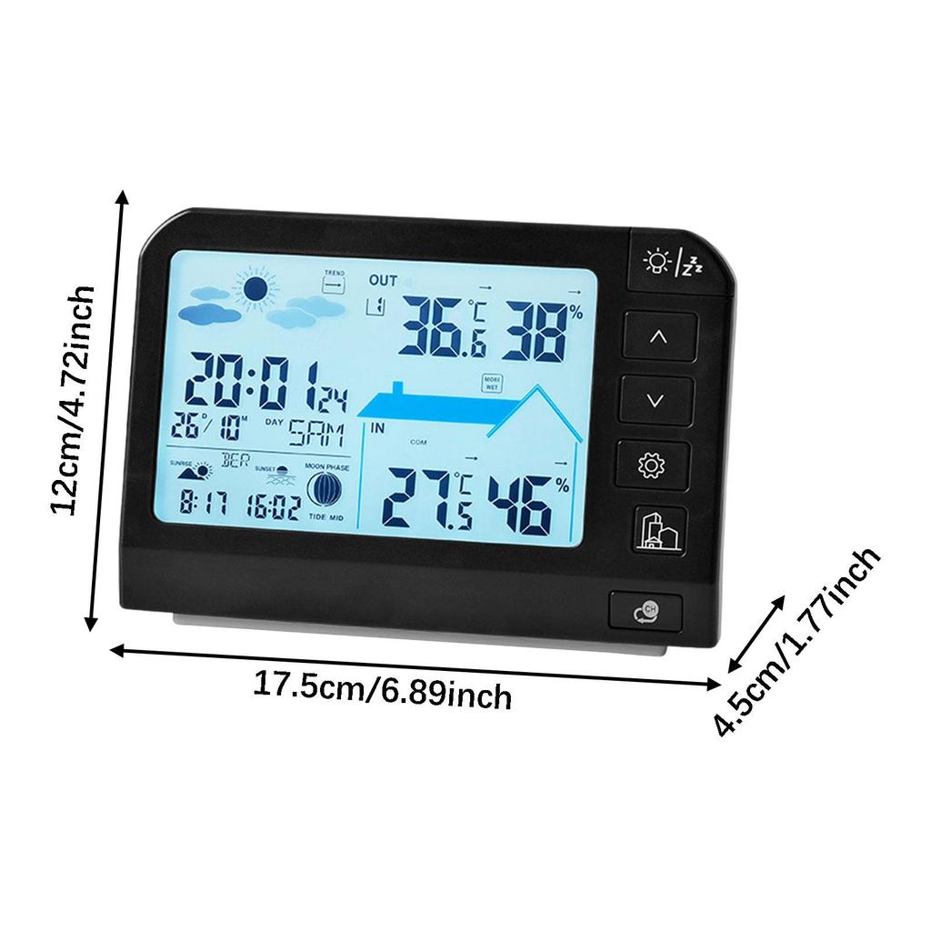 Weather Station Temperature Humidity Monitor with Backlight Portable Digital Alarm Clock for Studio Bedside Table Shelf Home