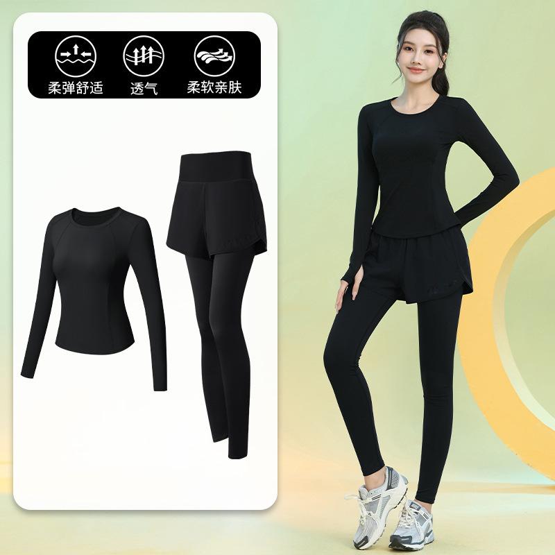Back Pocket Mobile Phone Running Sports Suit Women's Autumn Quick-drying Fitness Top High-end Yoga Clothes Long Sleeves