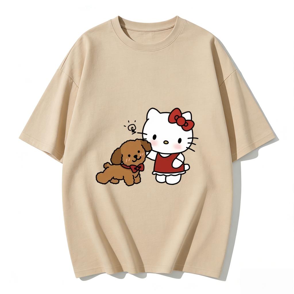 2026 Hello Kitty Tee soft cotton short sleeve crew neck cute print lightweight summer top for Women daily casual wear