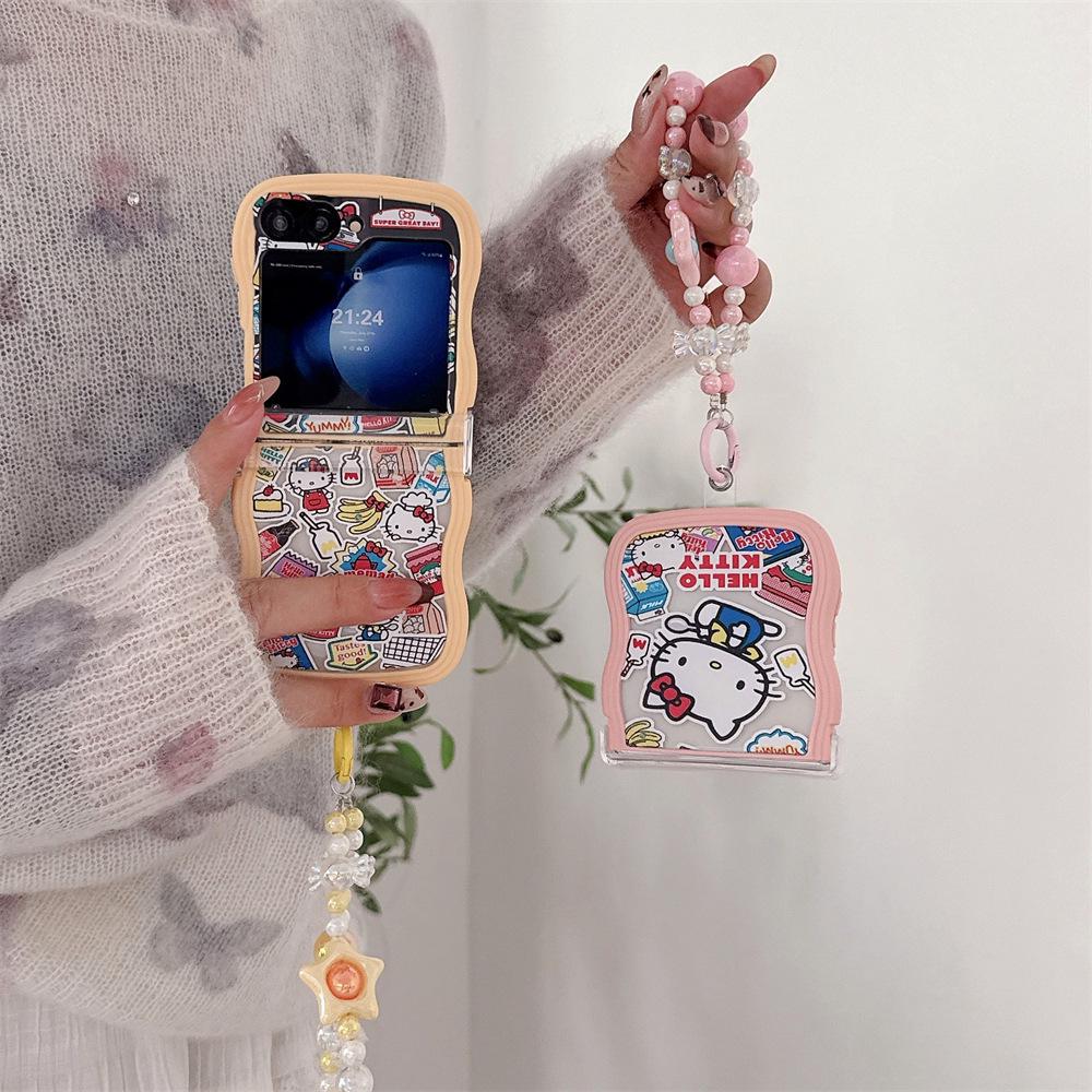 Hello Kitty Soft PC Protective Case with Lanyard for Samsung Galaxy Z Flip Series