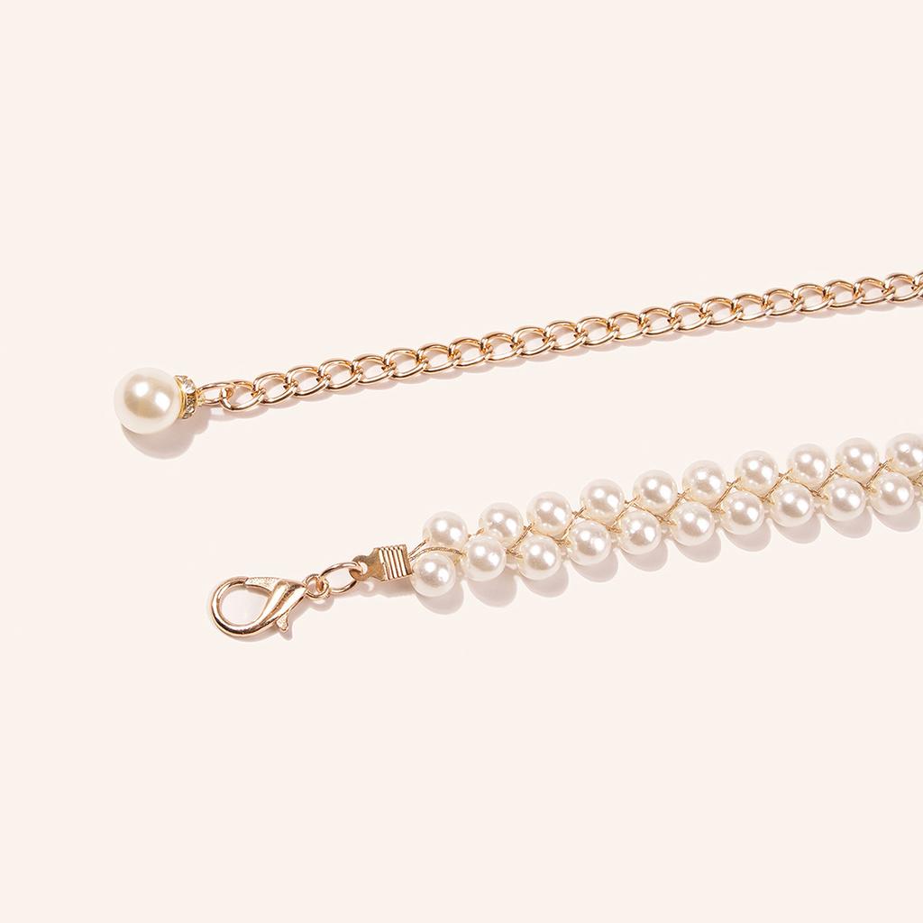 New Double Row Pearl Gold Thread Braided Beautiful and Elegant Sweet Woman Waist Chain