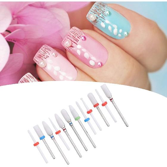 Ceramic Nail Drill Bit, 12pcs Ceramic + Stainless Steel Round Nail Drill Bits Ceramic Nail File Drill, for Removing the Dead Skin, Nail Art