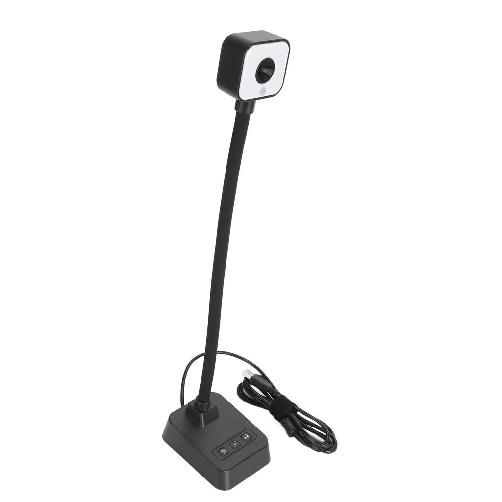 4K USB Document Camera 360 Deg Rotatable Lens Auto Focus 3 Level LED Light AI Noise Reduction Mic Foldable for Windows