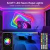 32.8Ft Neon Rope Lights,Flexible Led Rope Lights Control with App/Remote,Multiple Modes RopeLights,IP65 Outdoor RGB Led Neon Lights NonWater