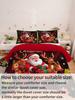 3pcs Christmas Bedding Set:Soft & Comfortable Made Of 100% Polyester Fabric Santa Claus & Sled Pattern Suitable For Bedroom