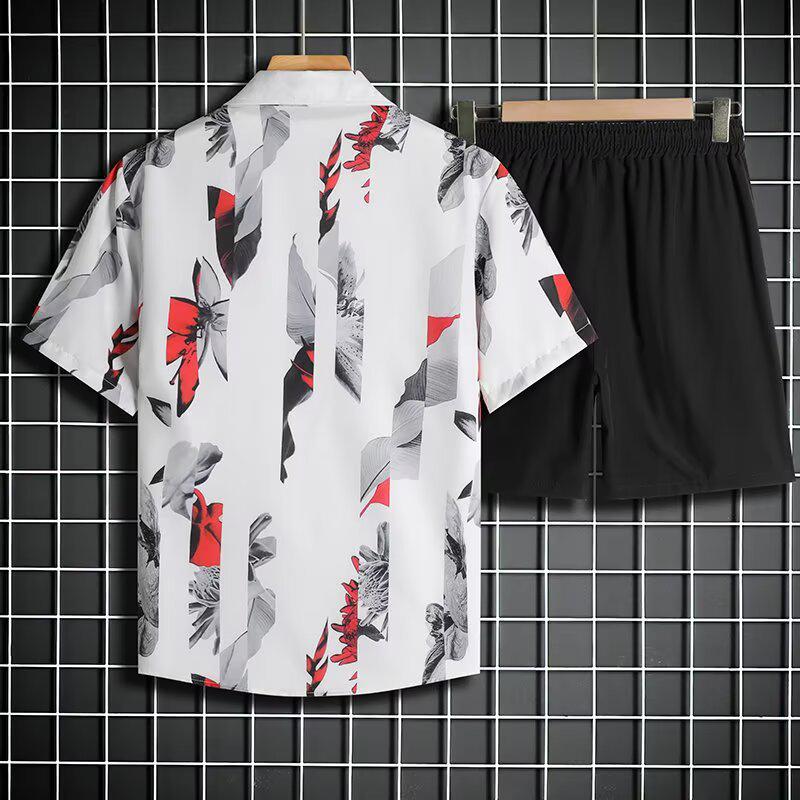 Men's Sanya Style Beach Set: Quick-Dry Floral Shirt & Swim Trunks