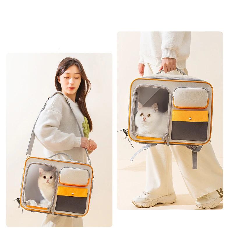 Pets Bag Cat Transport Portable Travel Backpack Large Capacity Three Sides Breathable Cat Backpack Multifunctional Pet Backpack