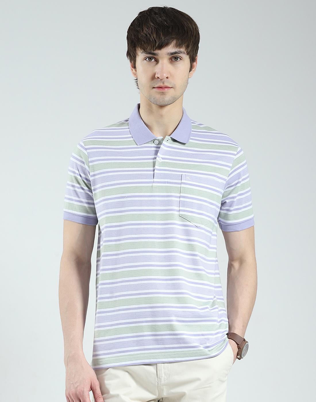 

MONTE CARLO Мужская поло-футболка с полосками, с полурукавом, стандартного кроя 3XL фиолетовый