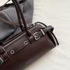 Elegant PU Handbag for Women Classic Barrel Shape Design with Dual Handles and Adjustable Shoulder Strap