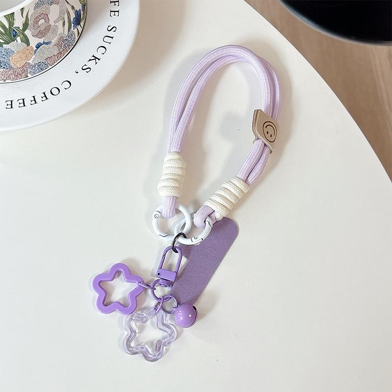 Dopamine Color Hollow Star Mobile Phone Case Clip Portable Rope Bold Braided Rope Lanyard Anti-Drop And Anti-Lost Keychain